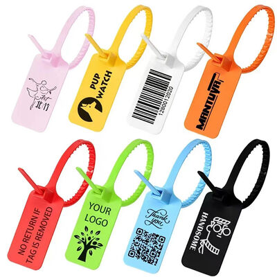 Ασφαλές δοχείο με μαύρη σφιχτή ετικέτα και προσαρμοσμένο πλαστικό καλώδιο σφράγισης